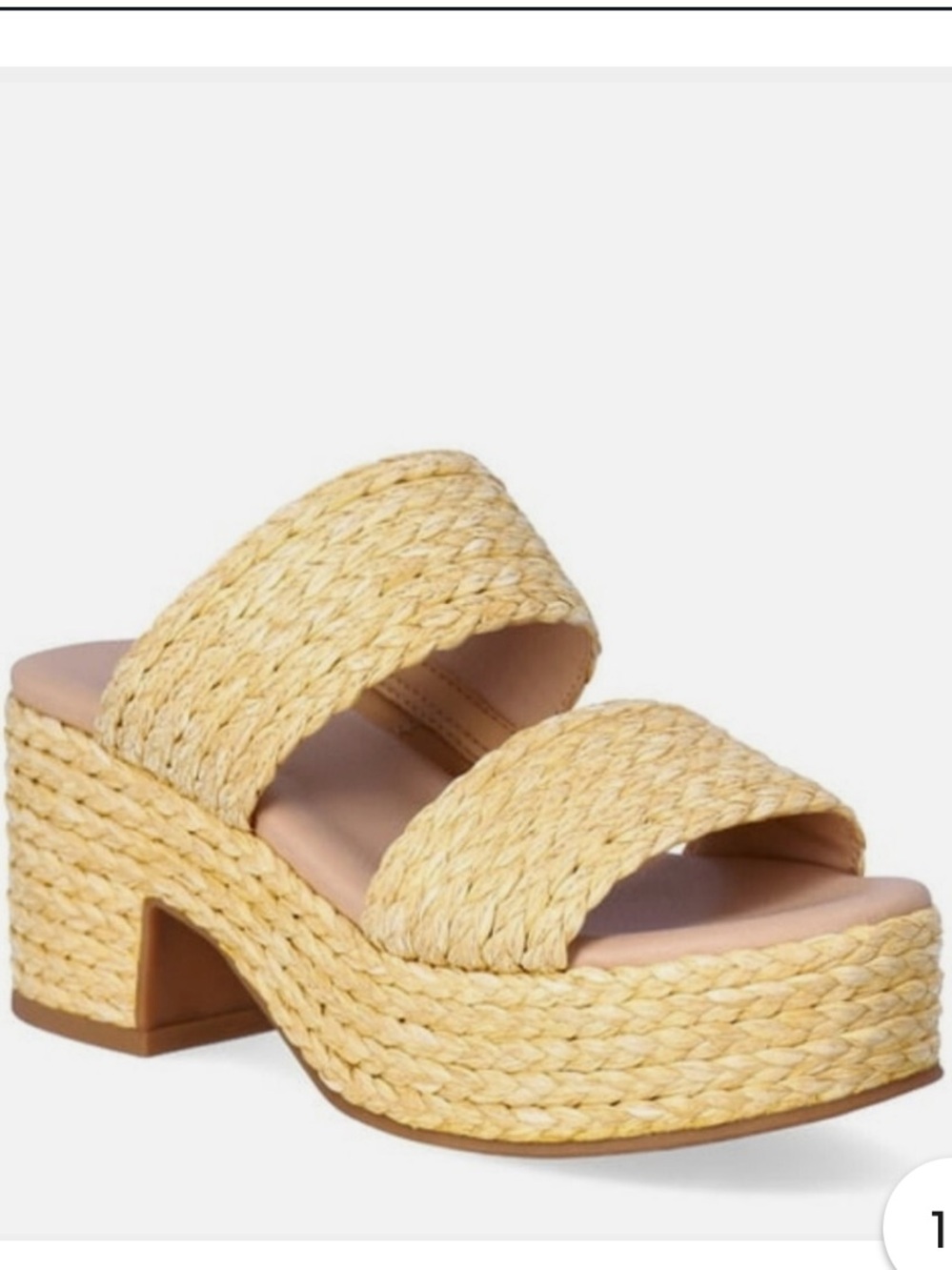 No Boundaries Raffia Double-Band Platform Sandals - Natural Tan